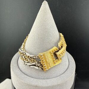 Vintage Celebrity Layered Chain Bracelet Multi Tone Signed 7”